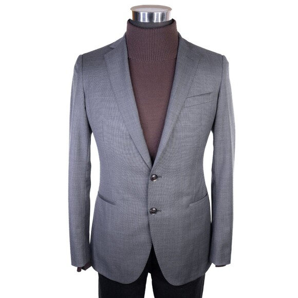 Sene Men's Sport Coat Jacket Blazer WOOL 2-Button Sz 38R Textured Gray SLIM EUC - Picture 2 of 13